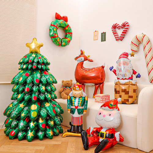 圣诞气球铝膜气球圣诞节装饰氛围店橱窗装修立体充气活动场景布置