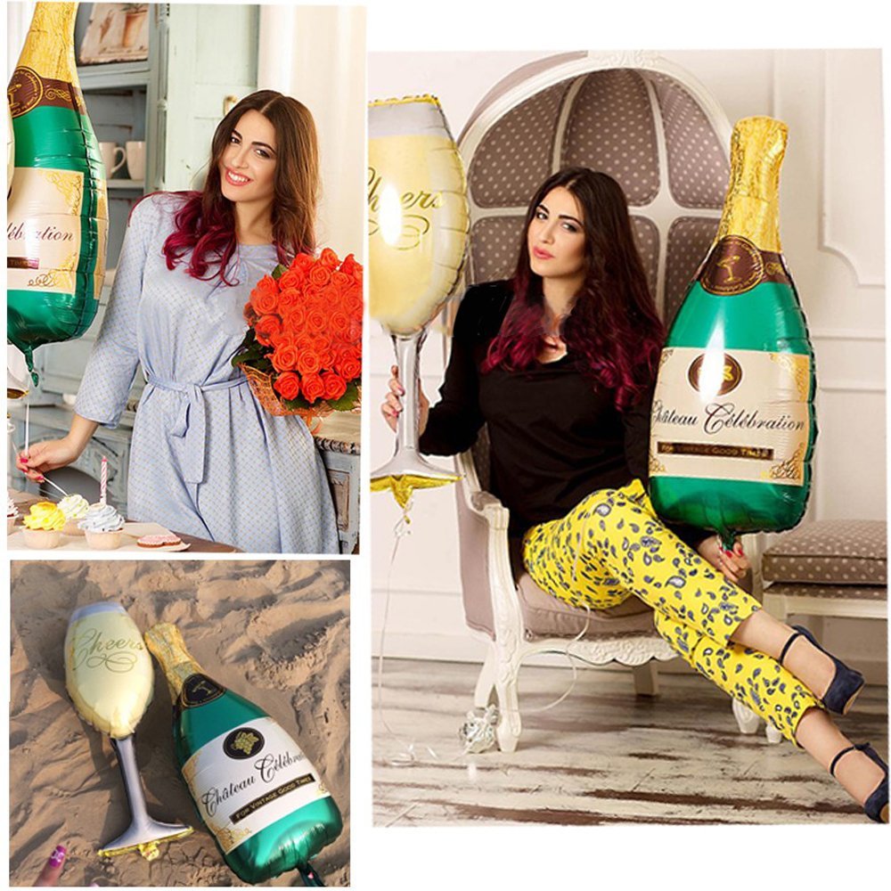 生日派对嘴唇香槟酒瓶铝膜气球