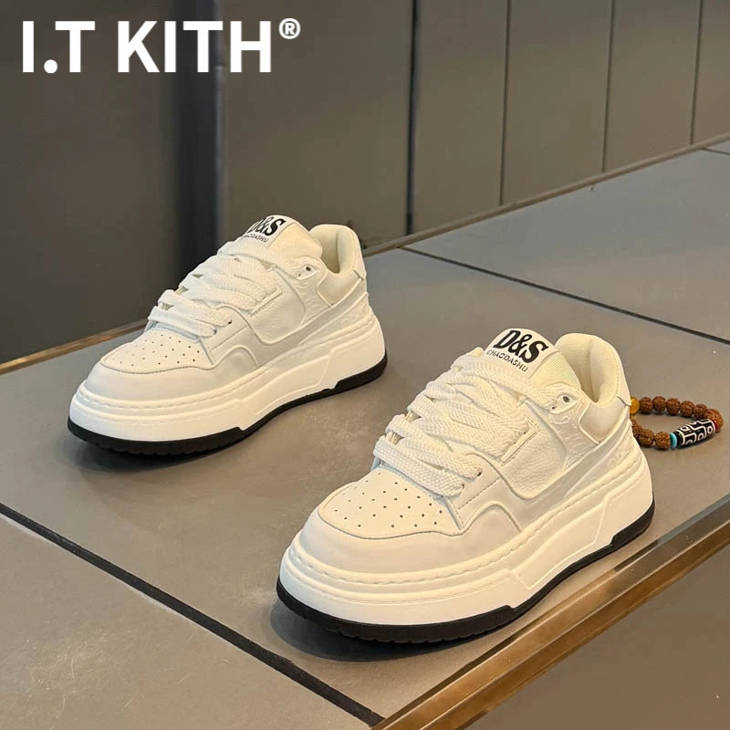 I.T KITH网红拼色男鞋2025年秋冬季低帮鞋高级感新款潮流鞋系带厚