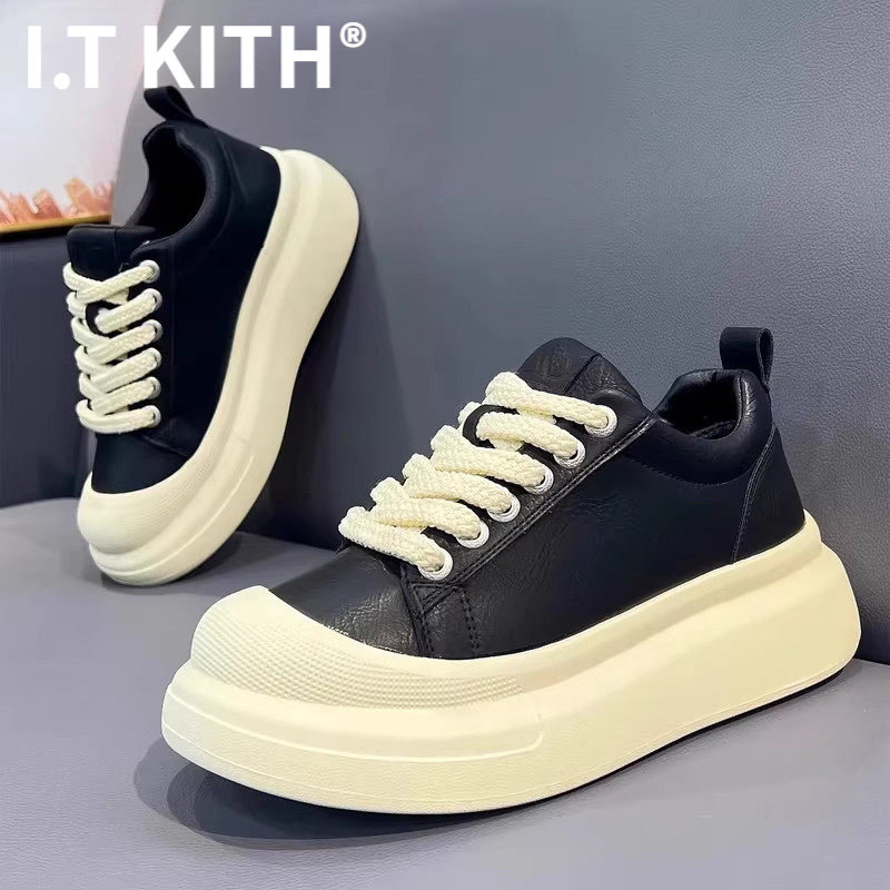 I.T KITH男鞋2026年新款春季复古低帮厚底大头潮鞋男士时尚休闲黑