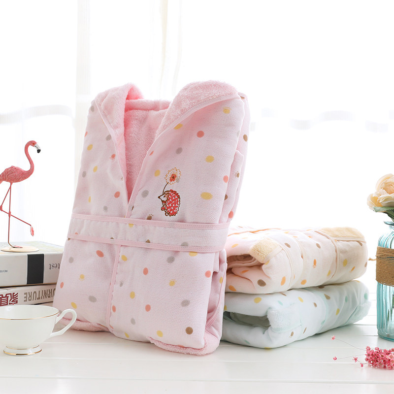 金号儿童浴袍浴衣浴巾纯棉全棉纱布男女宝春夏升级抗菌专利款可选