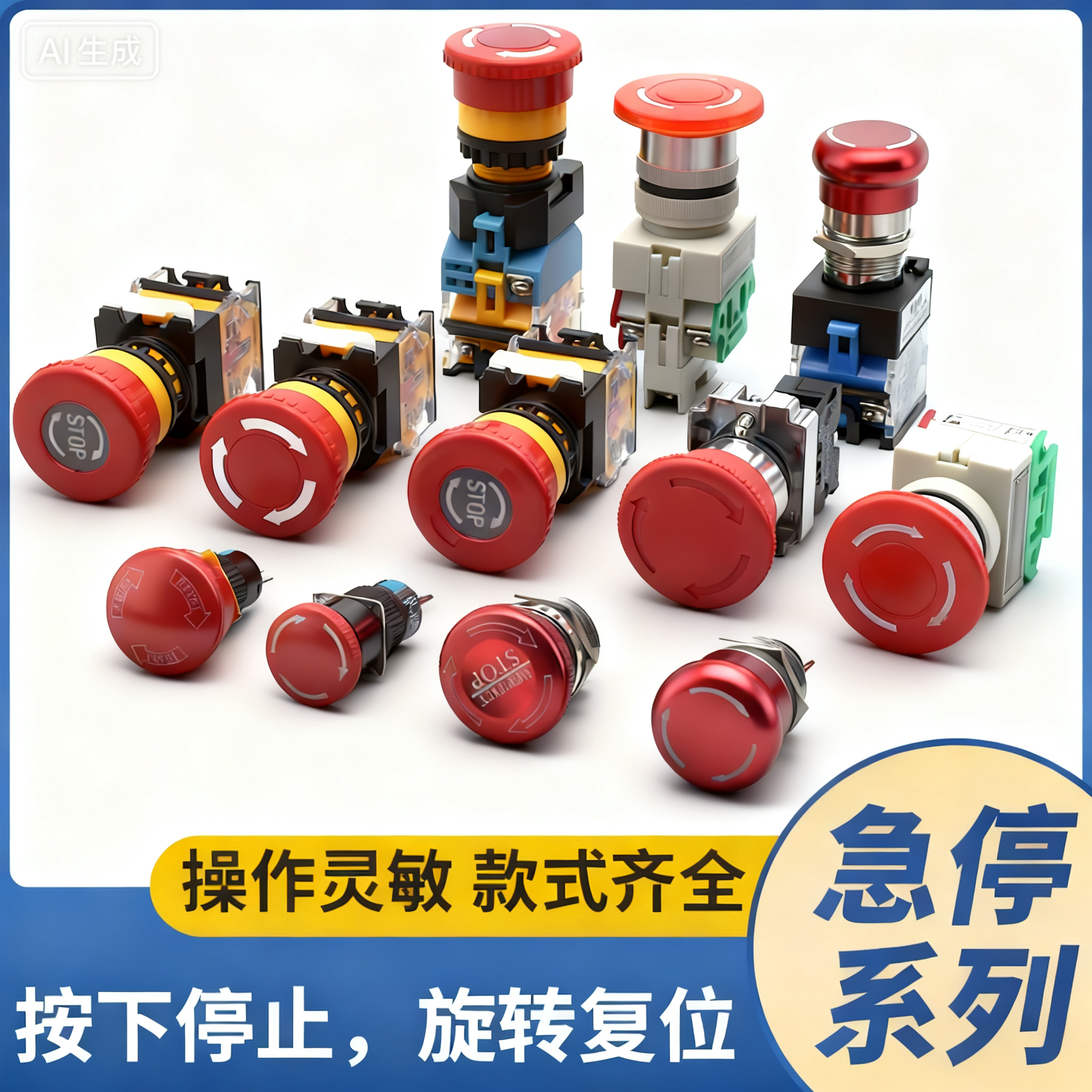 金属塑料紧急停止按钮开关瑞沃尔