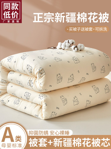 棉花被子冬被加厚保暖单人秋冬被芯空调被租房春秋被褥被套可拆洗