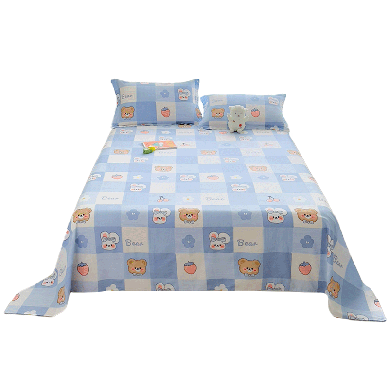 儿童纯棉100全棉床单单件被单三件套学生宿舍单人一米五双人1米二