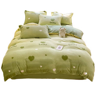 冬季牛奶绒被套单件珊瑚绒法兰双面加绒被罩单人150X200秋冬毛绒