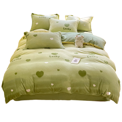 冬季加厚牛奶绒被套单件加绒被罩