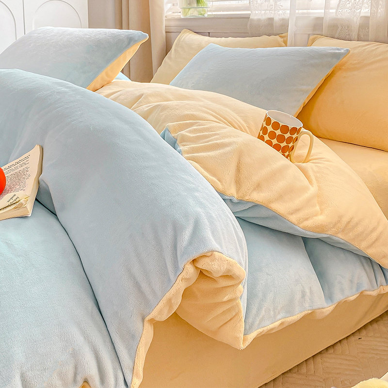 新款冬季加厚双面牛奶绒被套单件