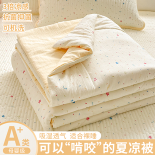 双层纱夏凉被床盖款 可机洗单人非纯棉全棉空调被 四件套小碎花夏季