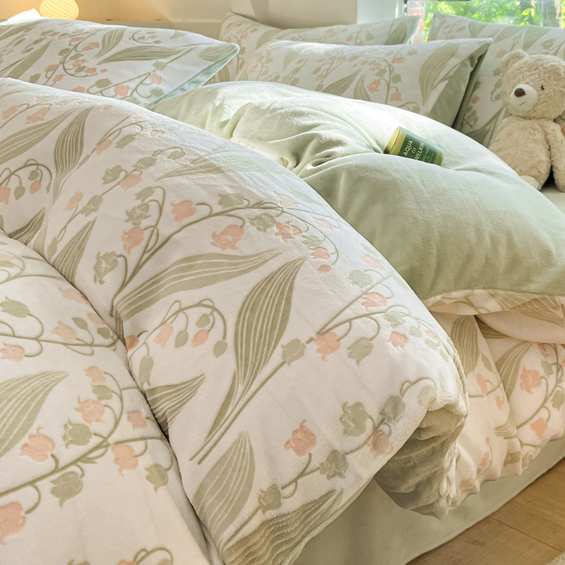 冬季雕花牛奶绒被套单件珊瑚绒被罩加厚双面绒150单人180x200x230