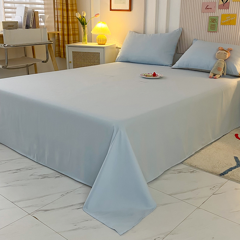 ins风纯色床单夏季水洗棉枕套