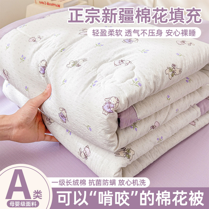 2026A类新疆棉花被纯棉空调被全棉夏凉被可机洗夏被四件套薄被子