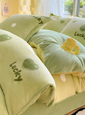 冬季牛奶绒被套单件珊瑚绒法兰双面加绒被罩单人150X200秋冬毛绒