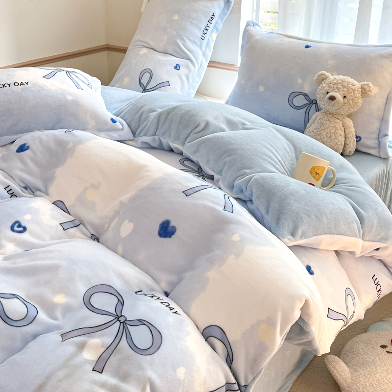 冬季加厚牛奶绒四件套2024新款