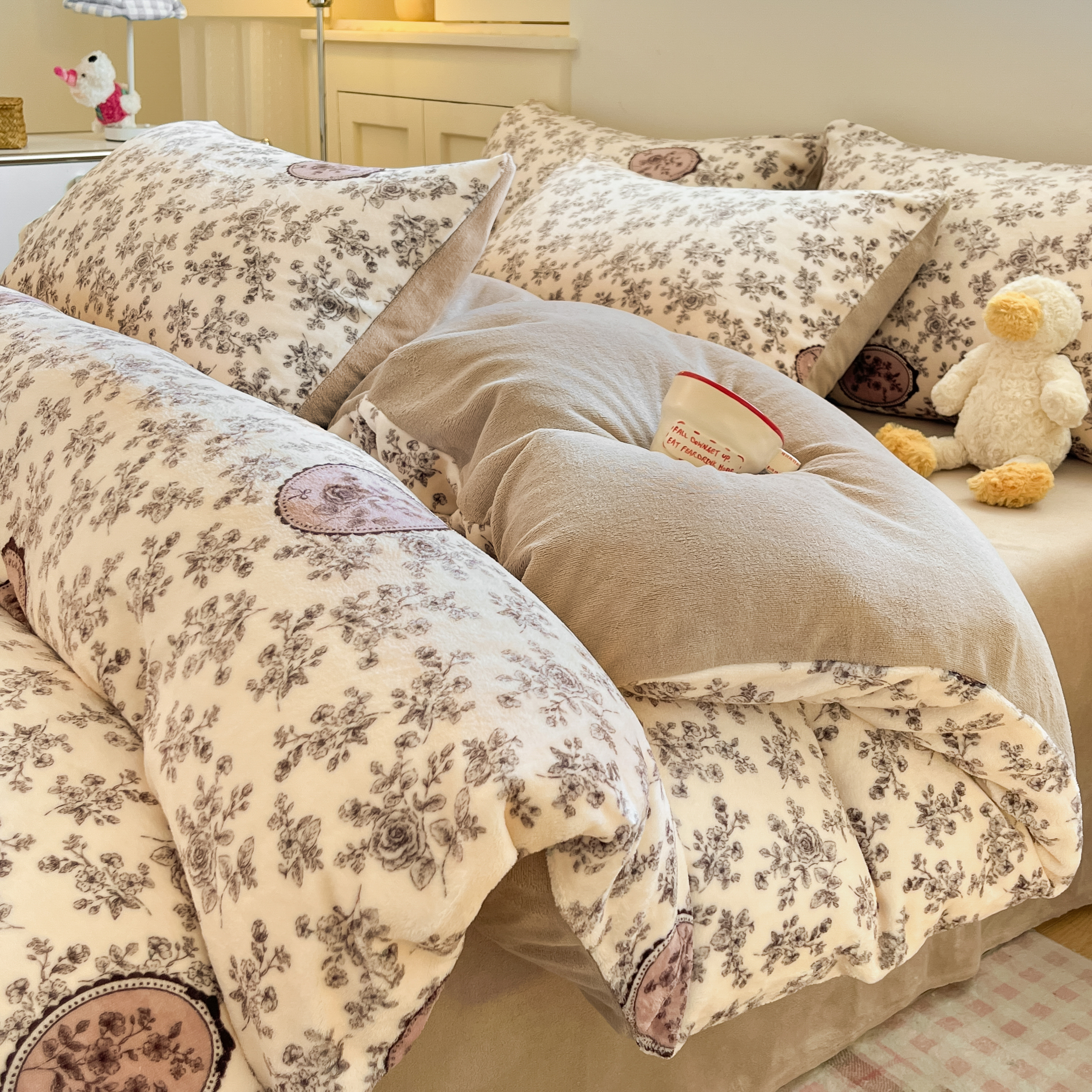 卡通牛奶绒被套单件秋冬季加绒