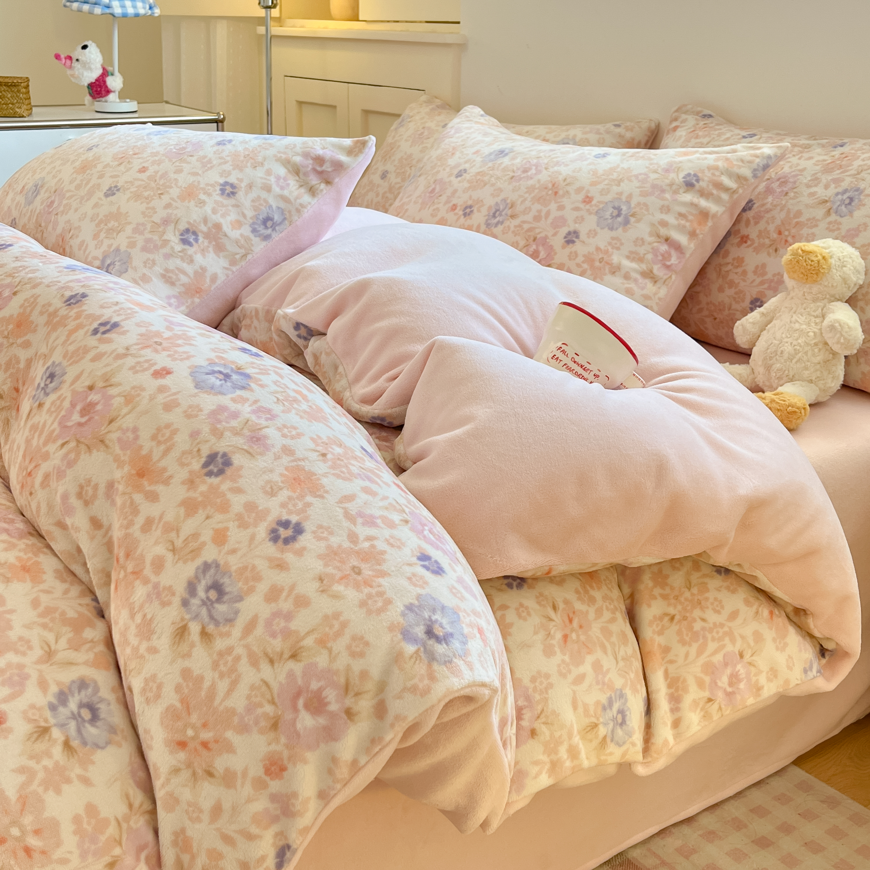 2025新款牛奶绒被套单件秋冬季加绒加厚双面珊瑚绒四件套床上用品