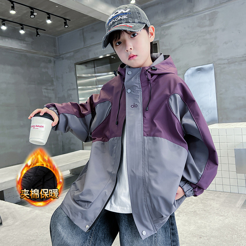 男童外套夹棉加厚秋冬季