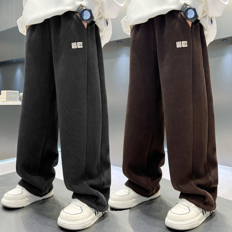 男童灯芯绒裤加绒冬装直筒