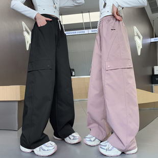 2025新款 子 女童工裝 春秋季 潮兒童女孩休閑褲 直筒長褲 裝 褲 中大童裝