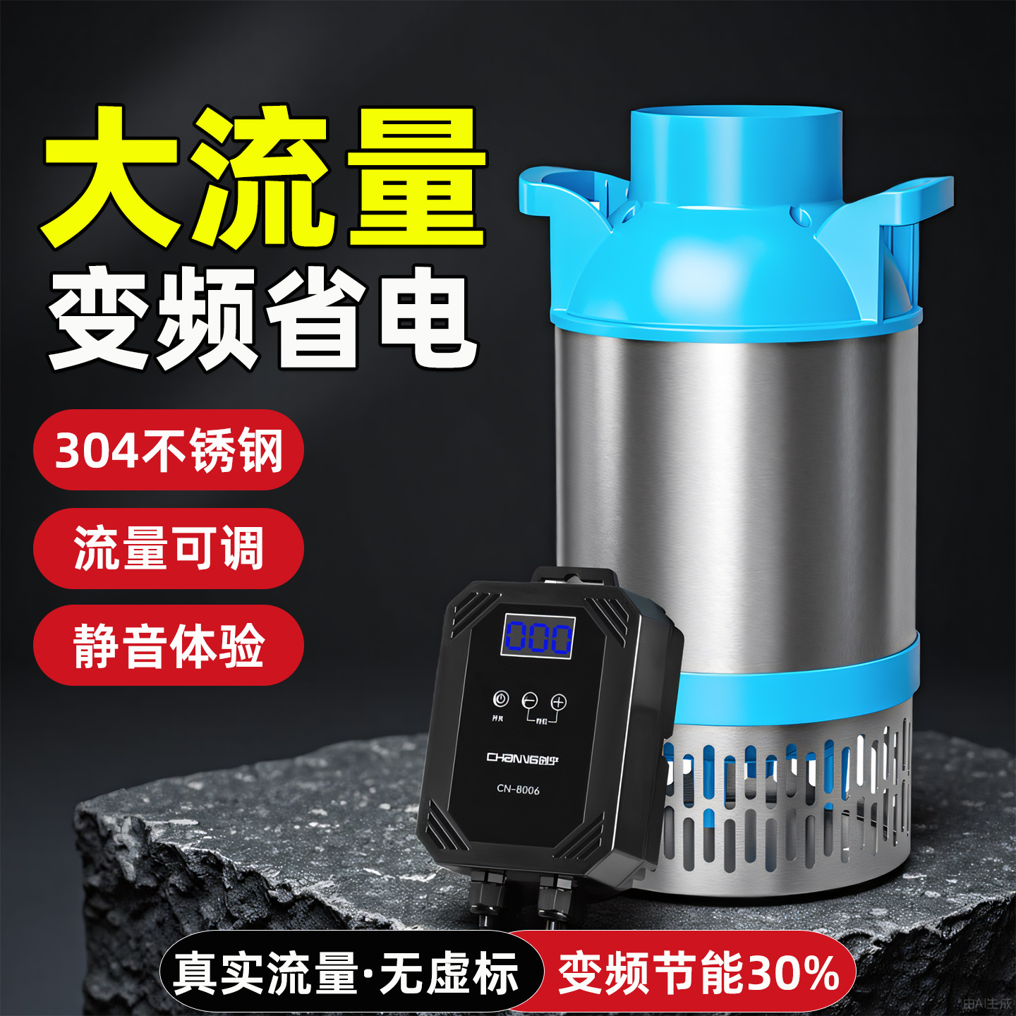 创宁鱼池变频水泵循环过滤池塘泵大流量大功率庭院假山换水抽水泵