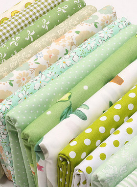 绿色系全印花布料diy服装纯棉