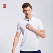 Áo thun nam tay ngắn màu trắng lưới thể thao lớp thể thao Tide kinh doanh nút giản dị áo thun đơn giản Áo thun - Áo polo thể thao