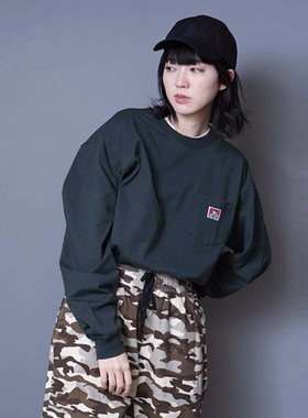 Ben Davis 日版潮流大猩猩口袋小LOGO刺绣打底衫男女情侣纯色卫衣