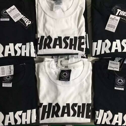 ThrasherT恤火焰黑白短袖潮牌
