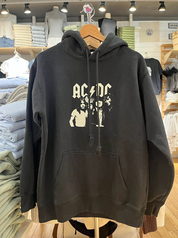 BrandyBM新款美式ACDC摇滚乐队印花卫衣女bm休闲连帽抽绳黑色外套