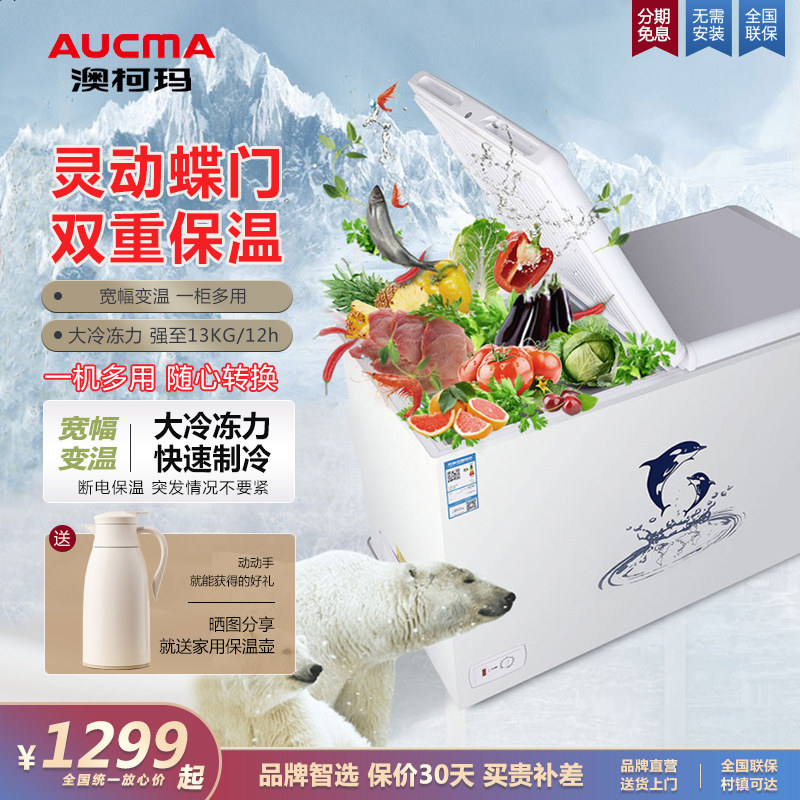 澳柯玛 BC/BD-307NE大冰柜家用商用大容量单温冷冻冷藏玻璃雪糕