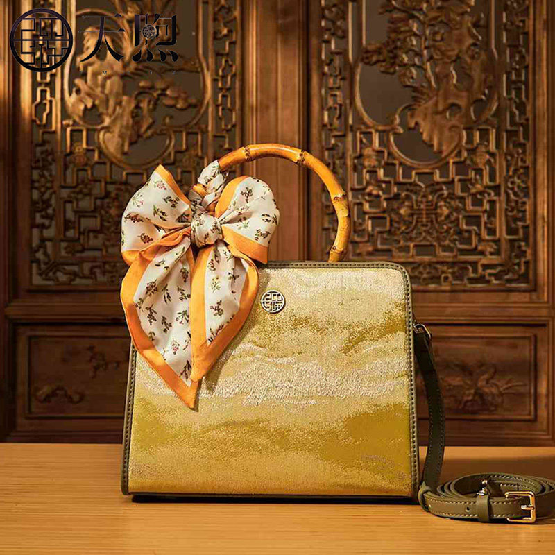 Pmsix天煦轻奢高级感竹节包新中式手提妈妈包复古国风单肩斜挎包