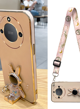 糖果兔子适用荣耀x40手机壳新款竖立支架x30斜挎可背x20带挂绳x10max镜头全包边X50i防摔X9D硅胶X70i软壳x60