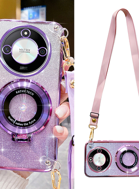 适用荣耀x50手机壳带车载磁吸支架x40新款闪粉x30i硅胶x60软壳x9C全包边x9pro防摔x20se斜挎x10可背8x带挂绳