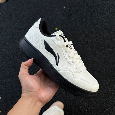 李宁男冬季新款厚底复古小白板鞋