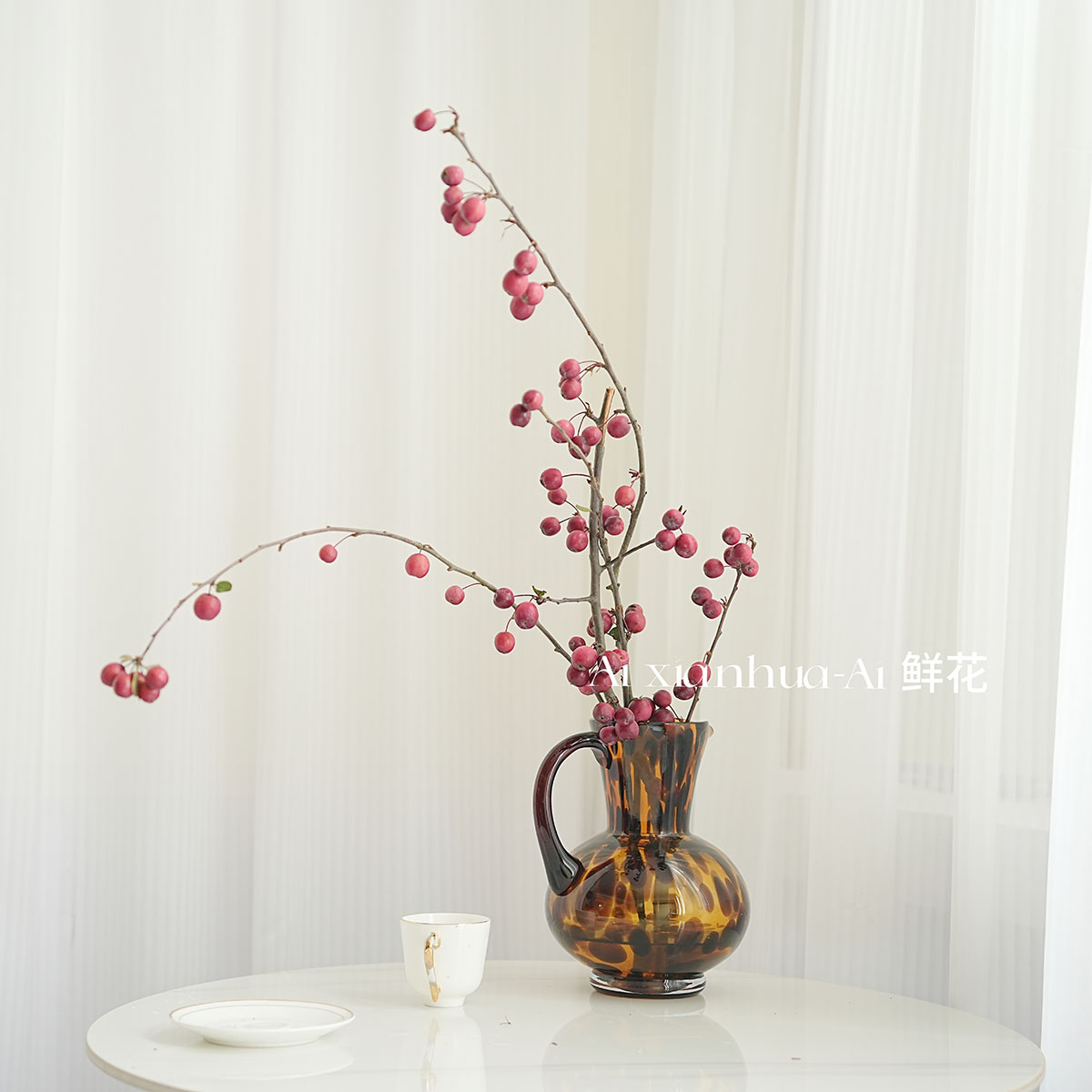 夏季才有车厘子红色小苹果鲜切枝