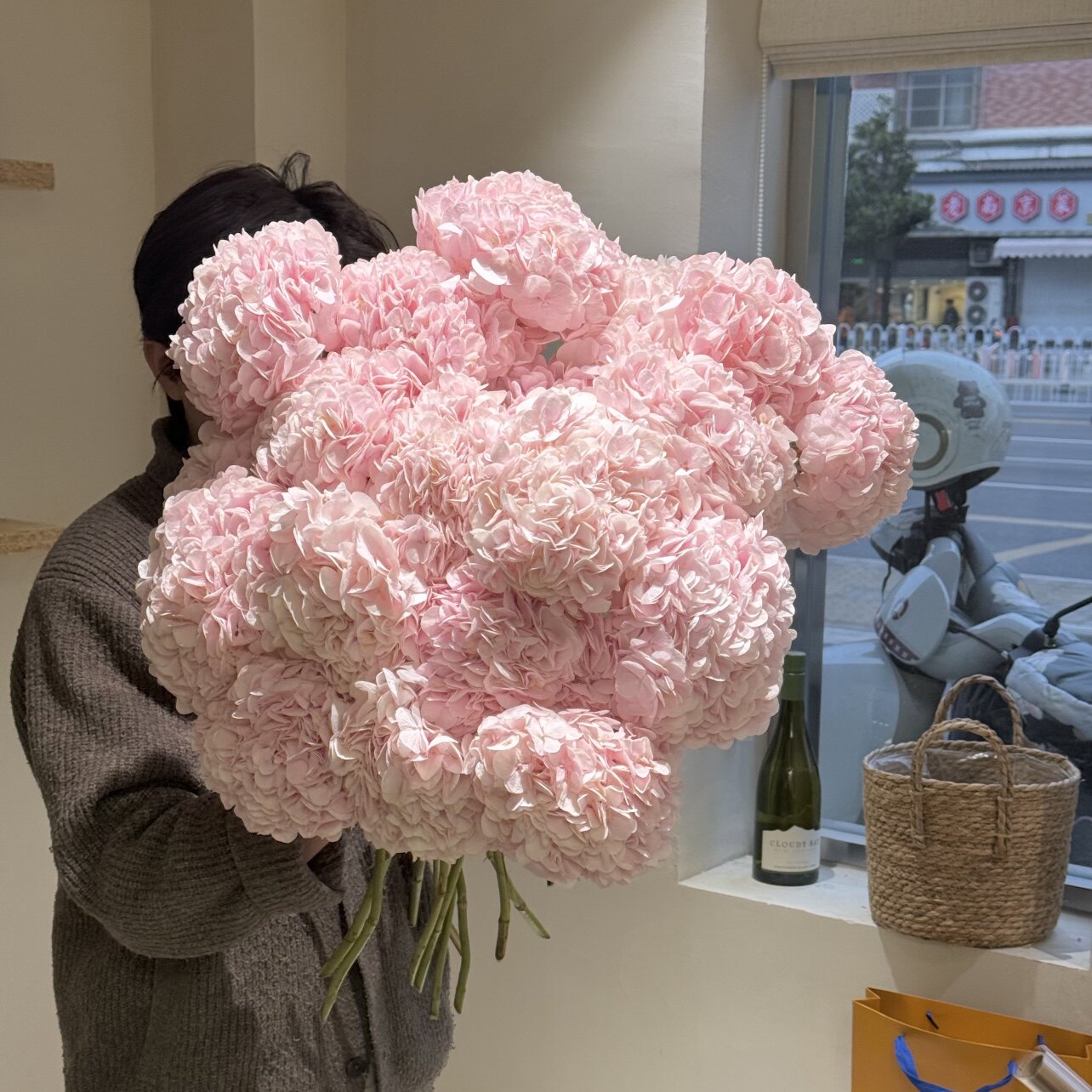 高级小众浅粉色仙气绣球花鲜花家