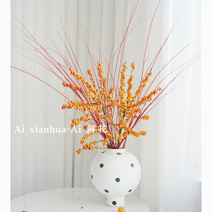 进口年宵花橙色冬青鲜花红柳搭配插花花期超长待机云南空运直发