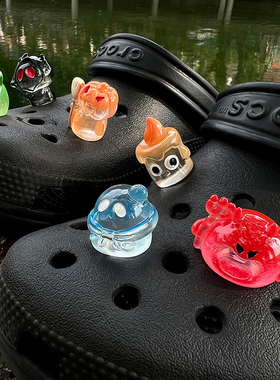 faafaa鞋花洞洞鞋配饰万圣节可爱小怪兽卡通搞怪公仔智必星鞋扣