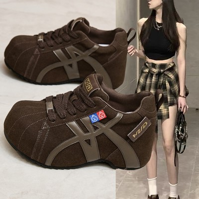 真皮全包勃肯鞋女内增高乐福鞋