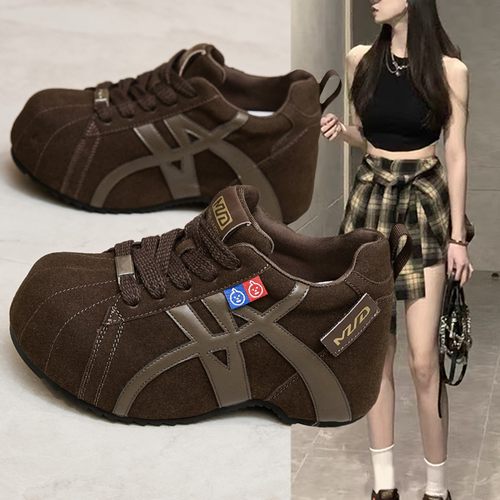 真皮全包勃肯鞋女内增高乐福鞋