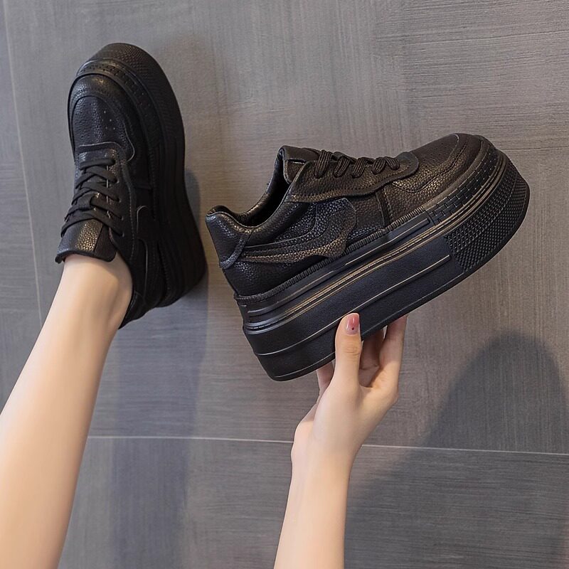 明星秋季新款松糕厚底内增高小白鞋女休闲百搭系带运动单鞋板鞋潮