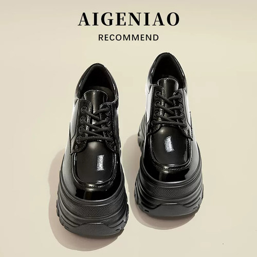 潮牌松糕休闲厚底小皮鞋内增高