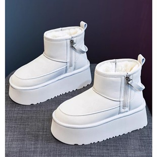 小个子大棉鞋 明星内增高9cm雪地靴女2025冬季 加绒加厚短筒毛毛鞋