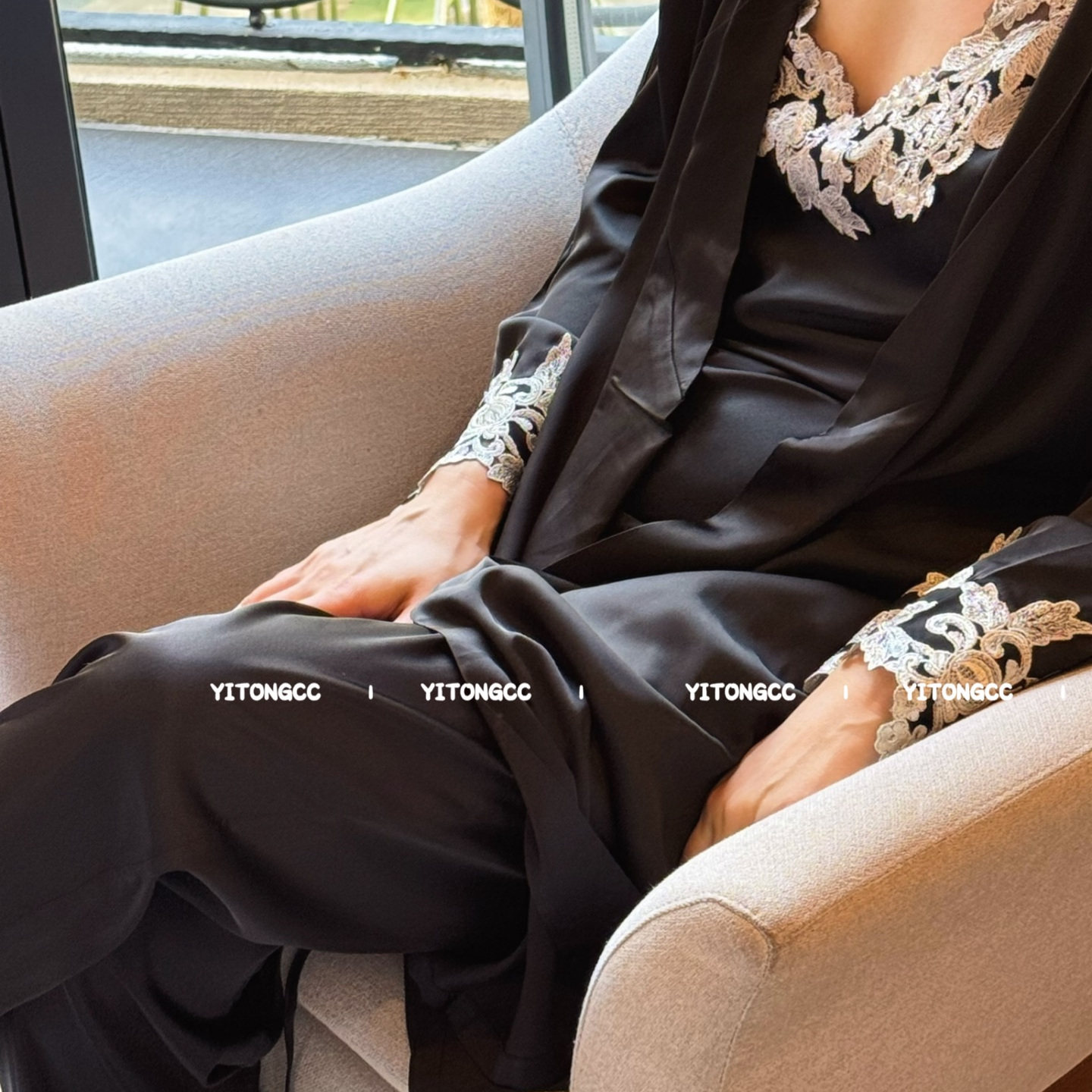 冰丝高端刺绣三件套家居服