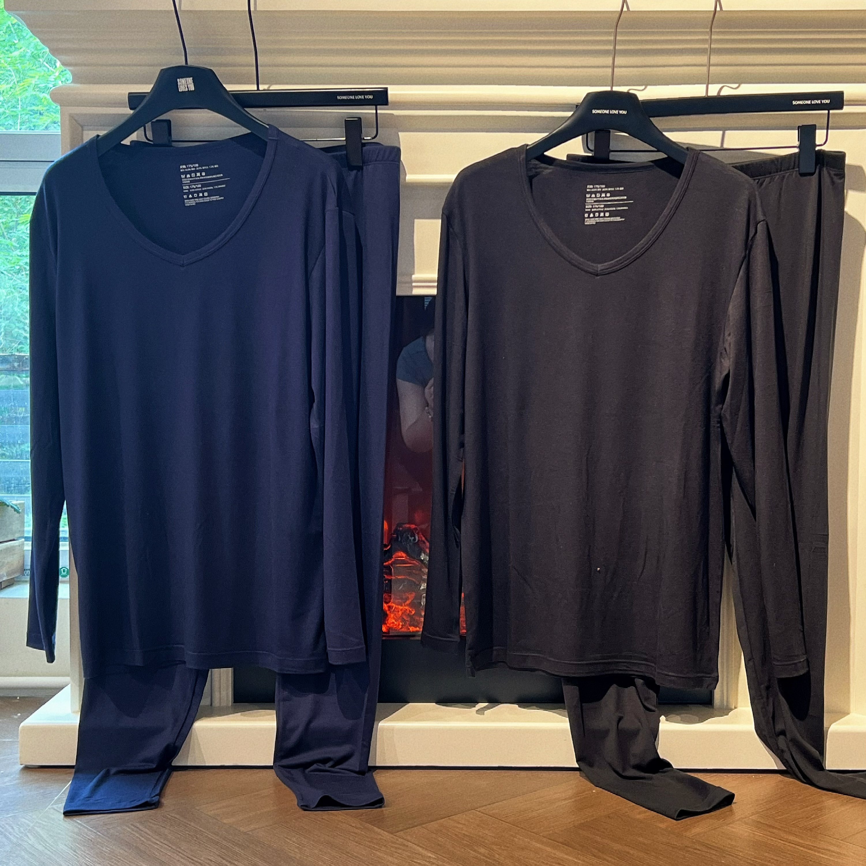 冬季新品男款莫代尔Ｖ领保暖内衣高级感专柜休闲睡衣发热家居服