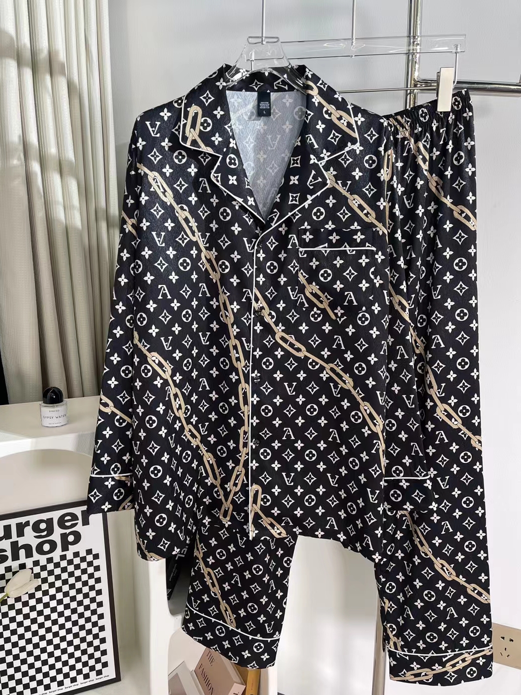 外贸大牌真丝绸长袖睡衣