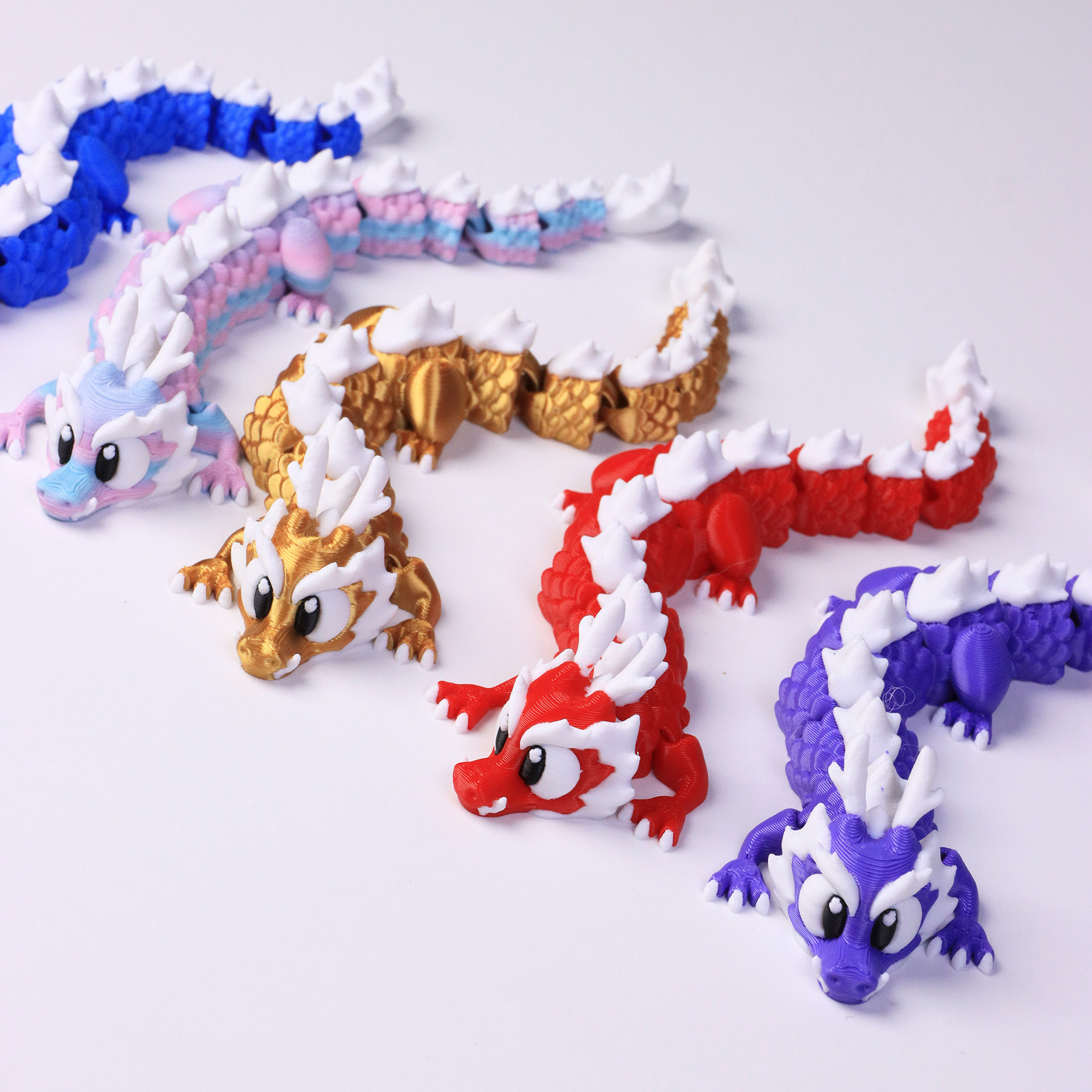 3d打印马卡龙彩虹龙玩具十二生肖摆件女孩中国龙幼龙迷你小龙玩具