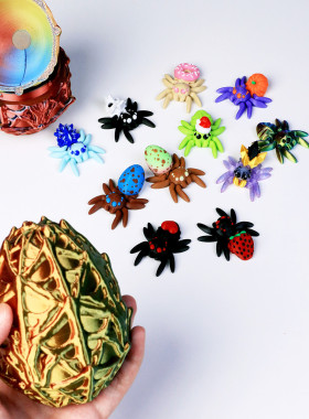 新品3d打印蜘蛛蛋套装蜘蛛活动关节仿真动物桌面摆件儿童玩具礼物