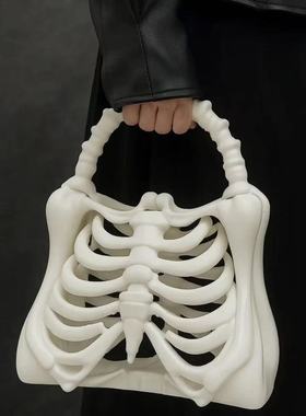3d骷髅骨架手提包 printed Skeleton Bone Bag，万圣节3D打印包包