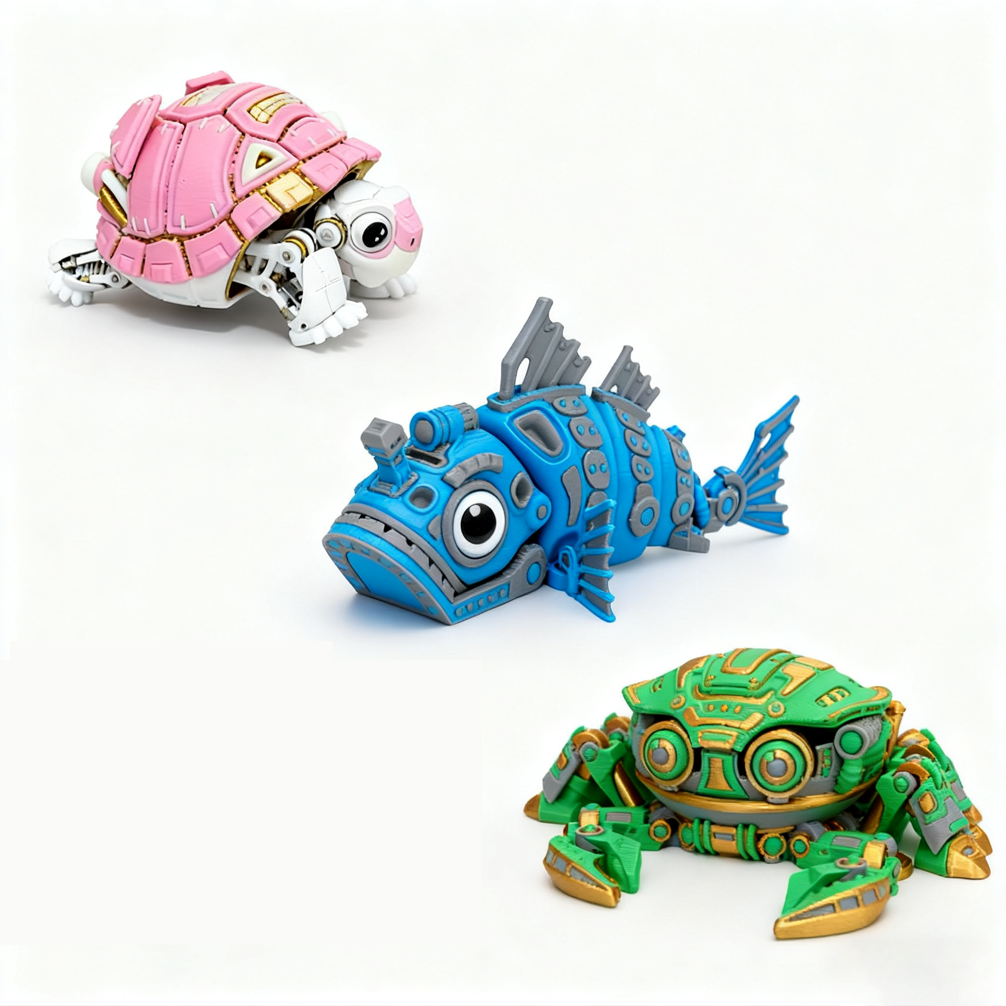 3D打印赛博机甲螃蟹食人鱼模型