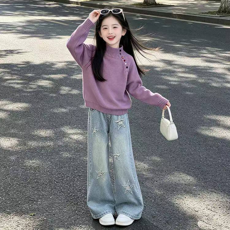女童毛衣秋冬2026新款儿童红色本命年大童加绒加厚女孩针织毛线衣